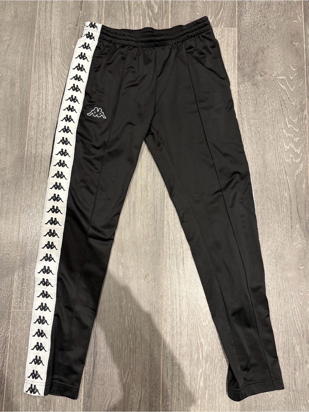 Kappa Black Joggers with White Logo Side Tape